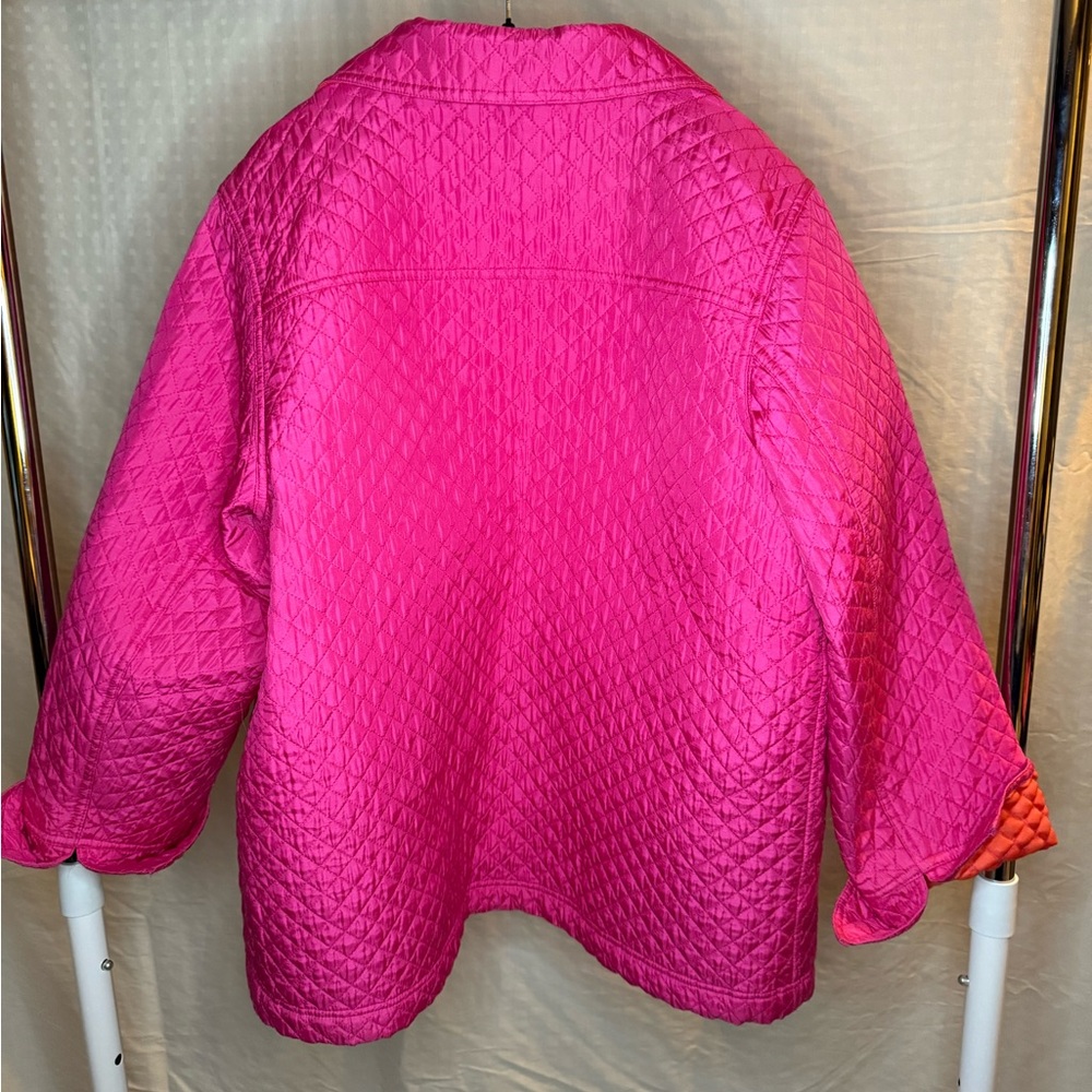 Quacker Factory Pink and Orange Quilted Puffer Jacket - Picture 2 of 3